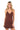 SaltTree ANWND brown ribbed mini dress with deep V-notch neckline and cami straps worn by a blonde model