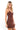SaltTree ANWND brown ribbed mini dress with deep V-neck and cami straps worn by a blonde model