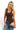 SaltTree model wearing a brown ANWND scoop neck sleeveless seamless bodysuit with denim jeans
