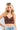 SaltTree ANWND brown seamless deep V crop bralette with molded cups worn by a blonde model