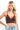 SaltTree ANWND brown seamless V-neck cami top with center-front trim worn by a blonde model
