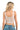 SaltTree ANWND ivory floral lace corset tank top with a back zipper and adjustable straps worn by a blonde model