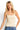 Model wearing a SaltTree ANWND taupe ribbed knit double-layered cami top with a square neckline and thin straps.