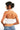 SaltTree ANWND white cropped halter neck top with hanky hem worn by a model, back view