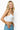 SaltTree ANWND white ribbed crop cami with delicate lace trim and adjustable straps worn by a smiling model
