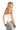 SaltTree ANWND white ribbed sleeveless bodysuit with adjustable straps worn by a blonde model from the back view