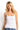 SaltTree ANWND white double-layered ribbed knit cami top with a square neckline and thin straps worn by a model