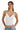 SaltTree ANWND white ribbed cropped camisole with a low V-neckline and adjustable spaghetti straps worn by a model.