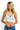SaltTree ANWND white seamless deep V crop bralette with molded cups and adjustable straps worn by a blonde model