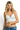 SaltTree ANWND white seamless deep V-neck crop bralette with molded cups and adjustable straps worn by a blonde model