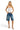 SaltTree model wearing a white ANWND seamless cami top with spaghetti straps and a shirred bust paired with denim shorts
