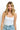 SaltTree ANWND white square neck sleeveless bodysuit worn by a blonde model with a gold necklace