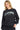 SaltTree model wearing a black Reflex oversized fleece crewneck sweatshirt with California Republic embroidery