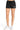 SaltTree black fleece shorts with elastic drawstring waist and white Los Angeles California embroidery detail