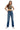 SaltTree model wearing Cello Jeans super high rise medium wash dad jeans with a straight leg and 31 inch inseam