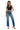 SaltTree model wearing Cello Jeans super high rise medium wash dad jeans with a straight leg and 31-inch inseam