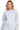 SaltTree model wearing a relaxed fit ice grey fleece sweatshirt with a crew neckline and ribbed trims