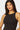SaltTree Love Poem black sleeveless high-crewneck bodysuit in sculpting double-layer fabric worn by a model