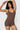 SaltTree Love Poem brown airbrush onesie romper with a scoop neckline and sculpting second-skin fit on a model.