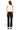 SaltTree Mica Denim mid-rise ankle straight jeans in solid black worn by a woman with a white tank top, back view.