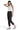 SaltTree model wearing Mica Denim charcoal high rise jogger cropped pants with a white tank top and sneakers.