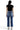 SaltTree Mica Denim high rise straight crop jeans in medium dark wash with back pockets and frayed step hem