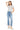 SaltTree model wearing Mica Denim super high-rise medium blue straight loose fit cropped jeans with a grey t-shirt