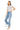 SaltTree model wearing Mica Denim super high-rise straight loose fit jeans in medium blue with a grey t-shirt