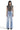 SaltTree Mica Denim super high rise light blue loose straight jeans with whiskering on a model wearing a grey top.