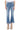 SaltTree Mica Denim high rise medium blue crop flare jeans with a frayed shark bite hem and whiskering detail.