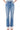 SaltTree Mica Denim Aniello super high rise straight leg jeans in medium blue wash with raw fringe hem and distressing.