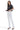 SaltTree Mica Denim high rise white slim straight jeans with tummy tuck waistband worn by a model in a black crop top