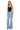 SaltTree Mica Denim light wash high rise super wide leg jeans with distressed knees and raw frayed hem on a model