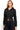 SaltTree Reflex black fleece cropped relaxed fit hoodie with a two-way zipper and drawstring hood worn by a model.