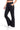 SaltTree Reflex black fleece flare joggers with an elasticized drawstring waist and side pockets on a model