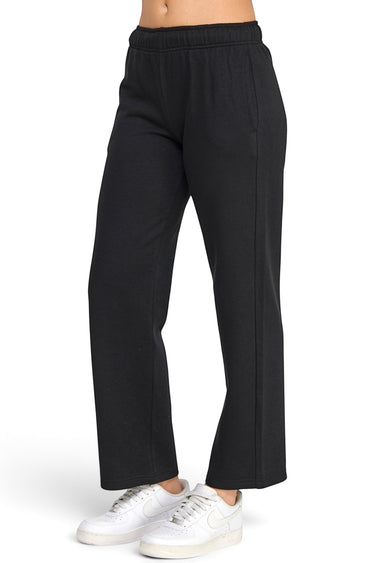 SaltTree Reflex black fleece straight-leg sweatpants with an elastic drawstring waist and side pockets