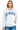 SaltTree model wearing a grey oversized Reflex fleece zip-up hoodie with blue Los Angeles varsity print