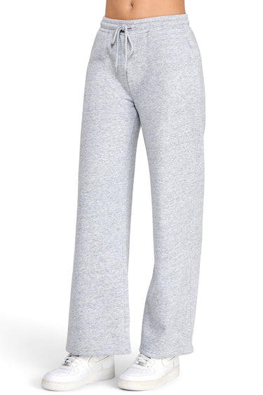 SaltTree Reflex fleece straight leg joggers in heather grey with an elastic drawstring waist and side pockets
