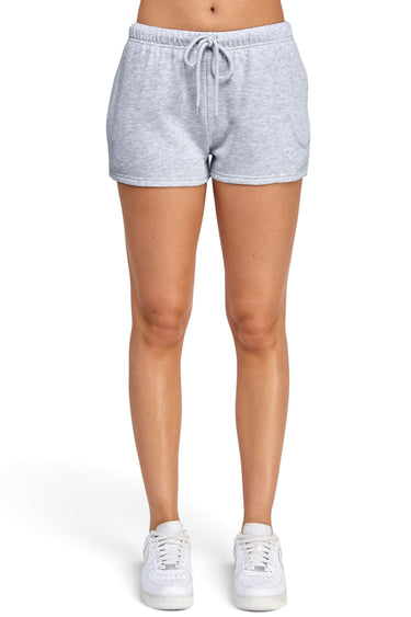 SaltTree Reflex heather grey fleece lounge shorts with an elastic drawstring waistband and side pockets