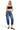 Model wearing SaltTree Risen Jeans high-rise medium indigo barrel denim with cuffed hems and curved side seams