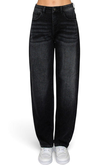 SaltTree Wax Jean black sand wash balloon wide leg jeans with a structured denim fit and classic five-pocket design
