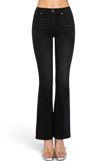SaltTree Wax Jean low-rise bootcut jeans in washed black denim with a classic five-pocket design.