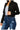 SaltTree Wax Jean black denim cropped trucker jacket with button front and destructed details worn by a model