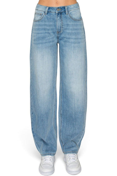 SaltTree Wax Jean medium blue sand wash balloon wide leg jeans with a structured denim fit and five-pocket design.
