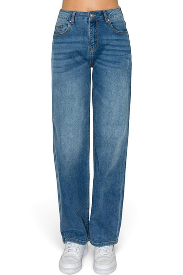 SaltTree Wax Jean mid-rise straight-leg jeans in medium blue sketch wash denim with a classic five-pocket design