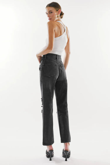 Kancan - Lynne Ultra High-Rise Straight Jeans in Rigid Dark Grey (30" Inseam) - kc6387dgop - Final Sale-SaltTree
