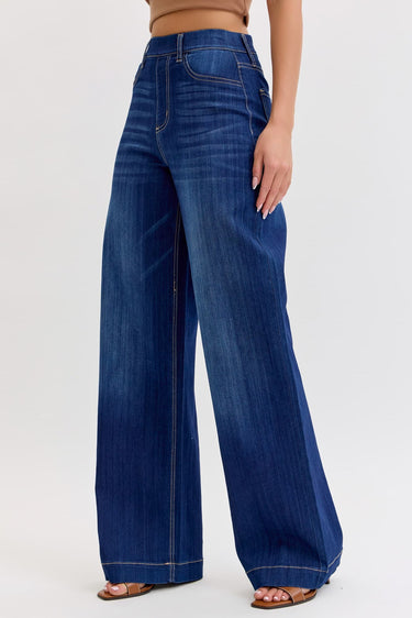 Cello Jeans - High Rise Pull-On Wide Leg (32" Inseam) - AB99338-SaltTree