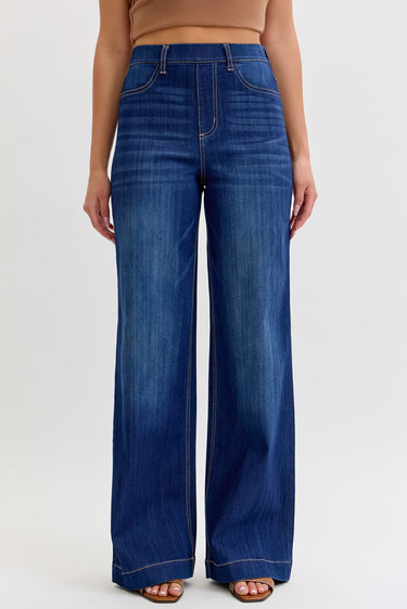 Cello Jeans - High Rise Pull-On Wide Leg (32" Inseam) - AB99338-SaltTree