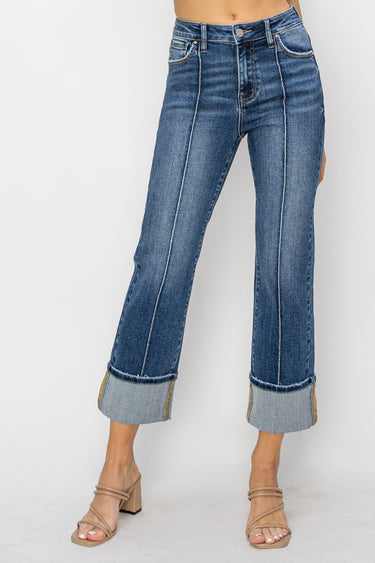 Risen Jeans - High Rise Straight Cuffed Jeans (26.5" Inseam) - RDP5723