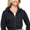Reflex - Fleece Relaxed Fit Crop Zip-Up Hoodie - JK220 - Black